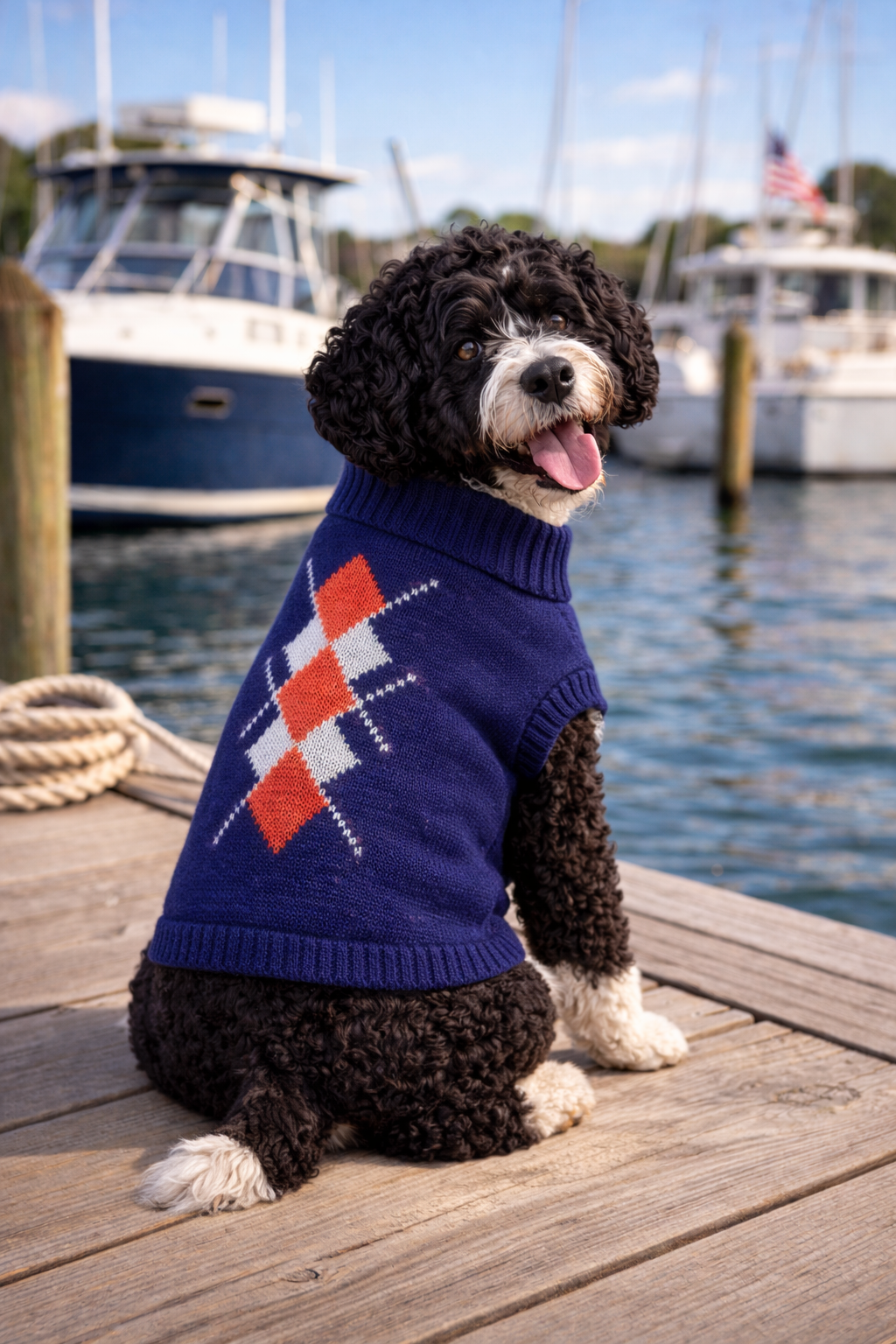 Argyle Sweater Navy-Red