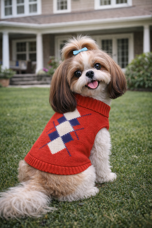 Argyle Sweater Red-Navy