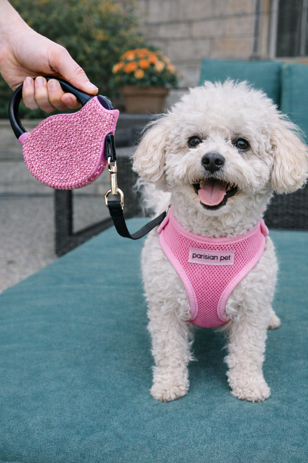 Crystal Retractable Leash Pink