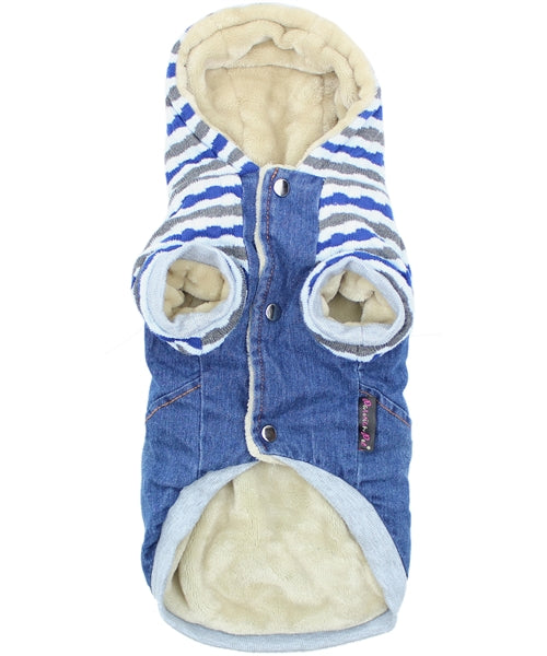 Denim Striped Hoodie, Blue
