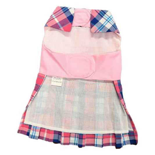 Plaid Royal Pleated Dress - Pink