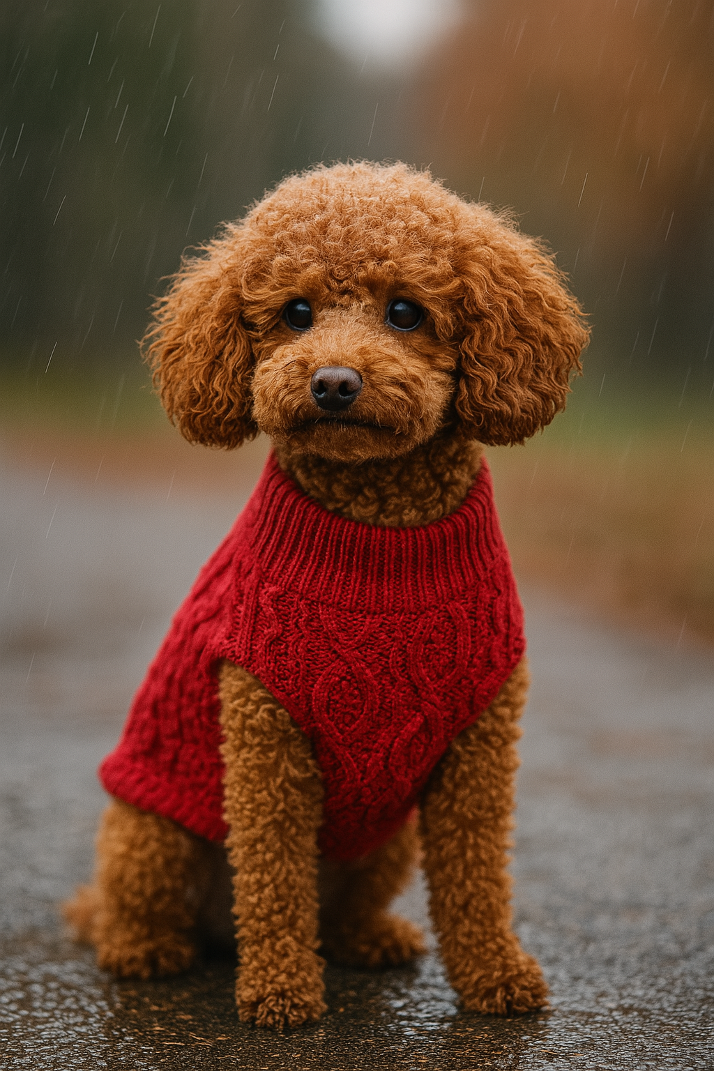 Cable Knit Sweater, Red