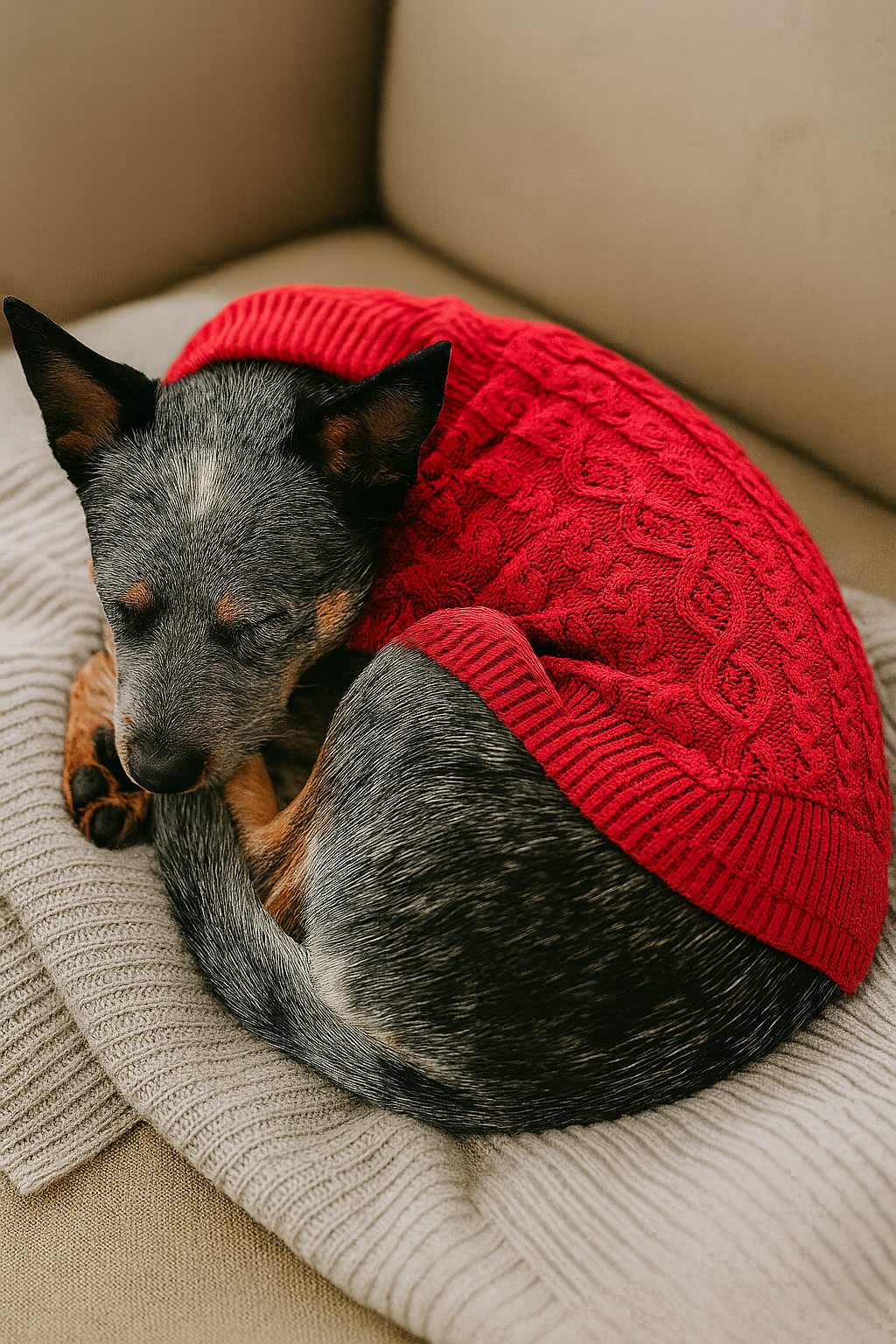 Cable Knit Sweater, Red