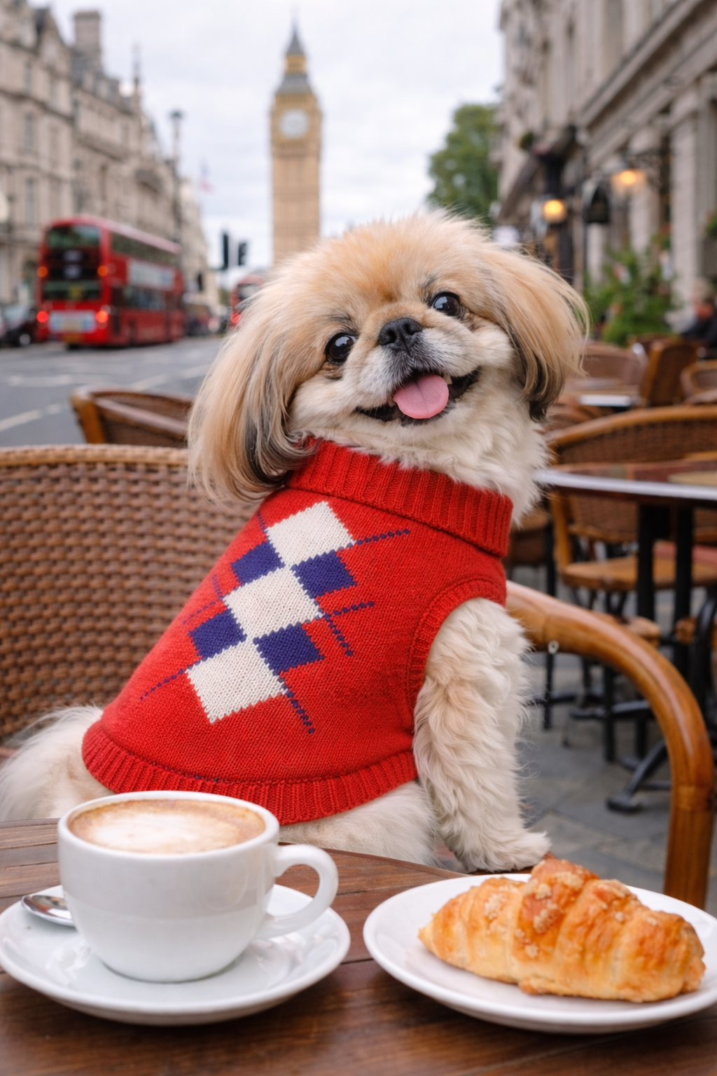 Argyle Sweater Red-Navy