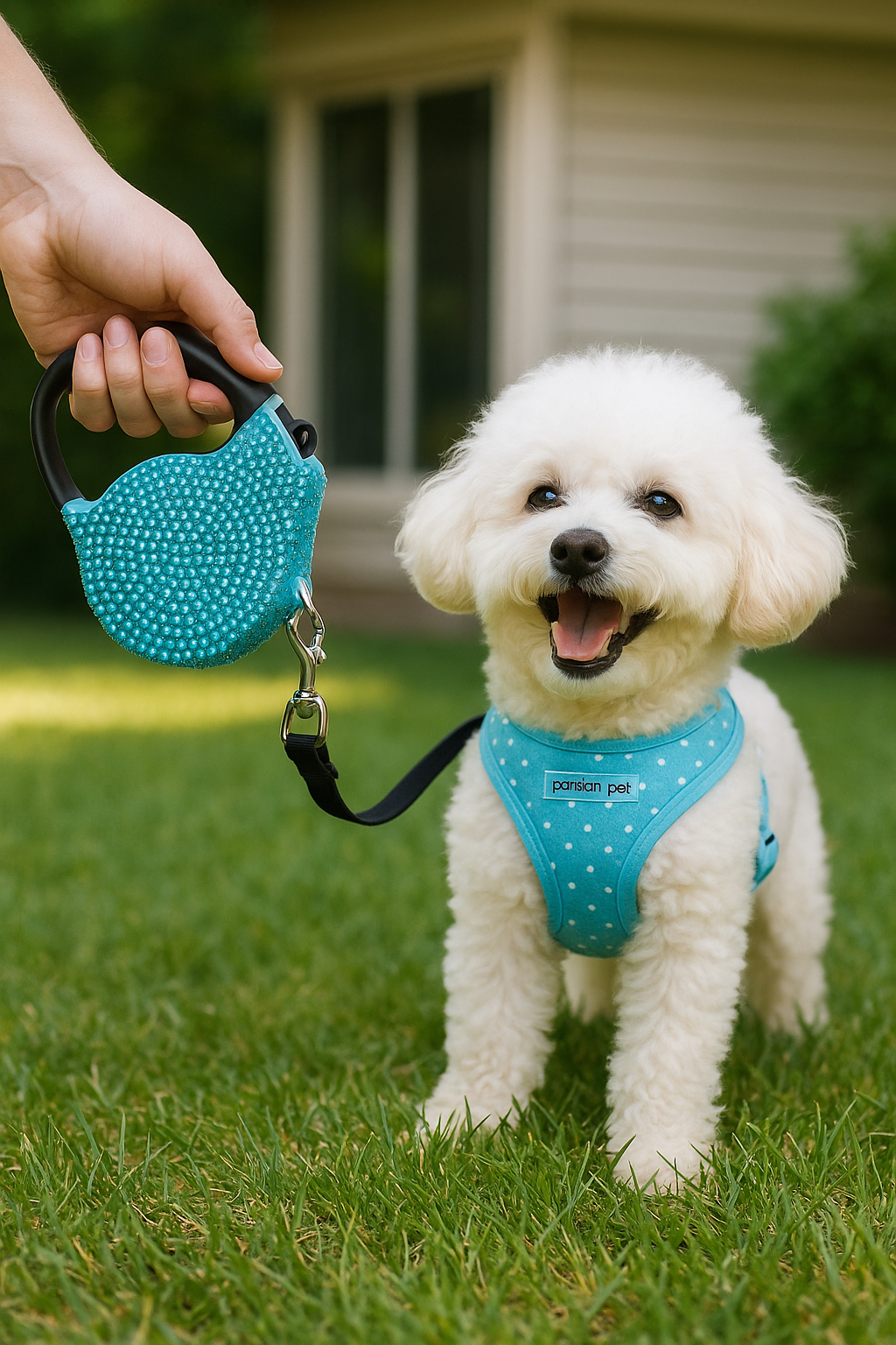 Crystal Retractable Leash Blue
