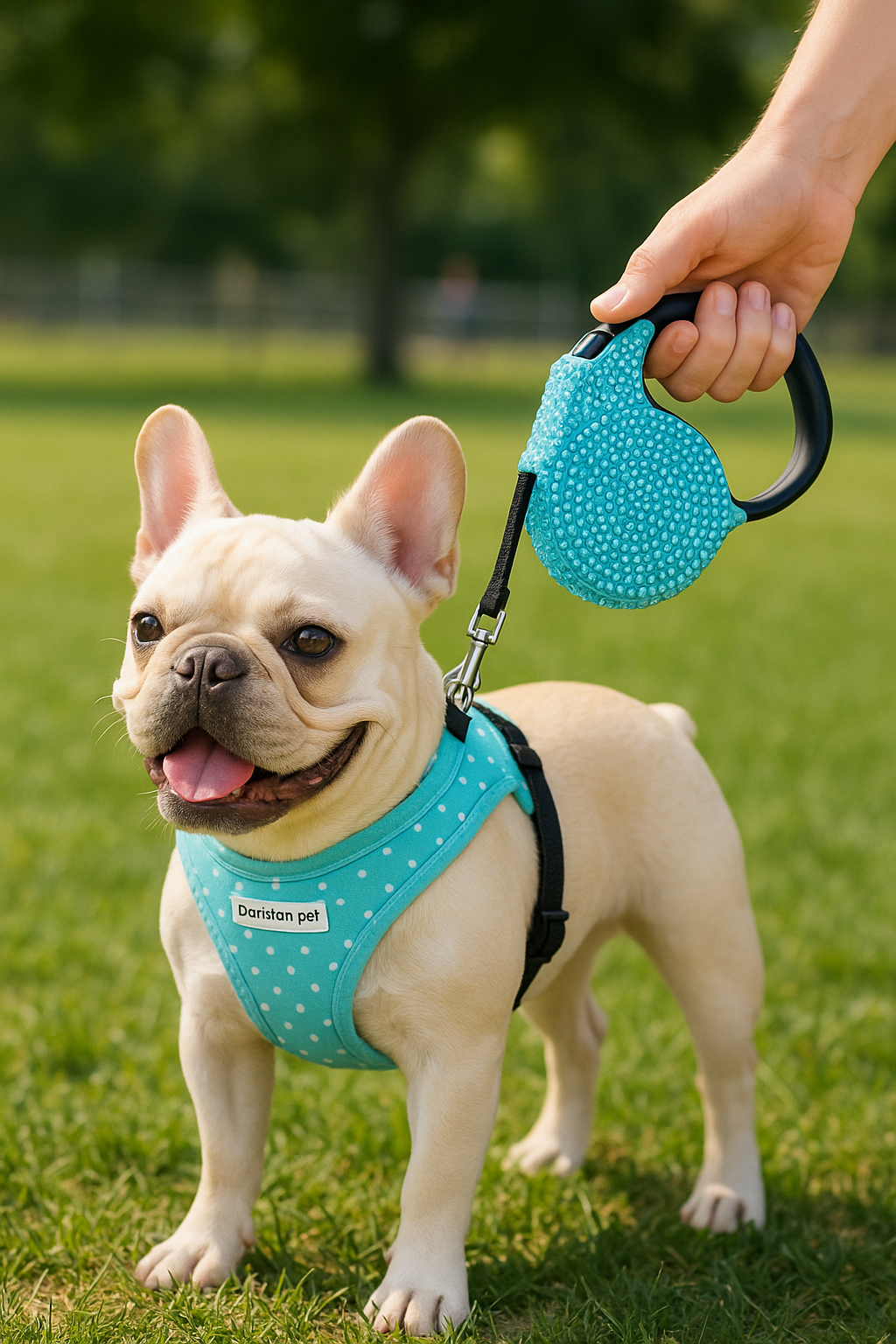 Crystal Retractable Leash Blue
