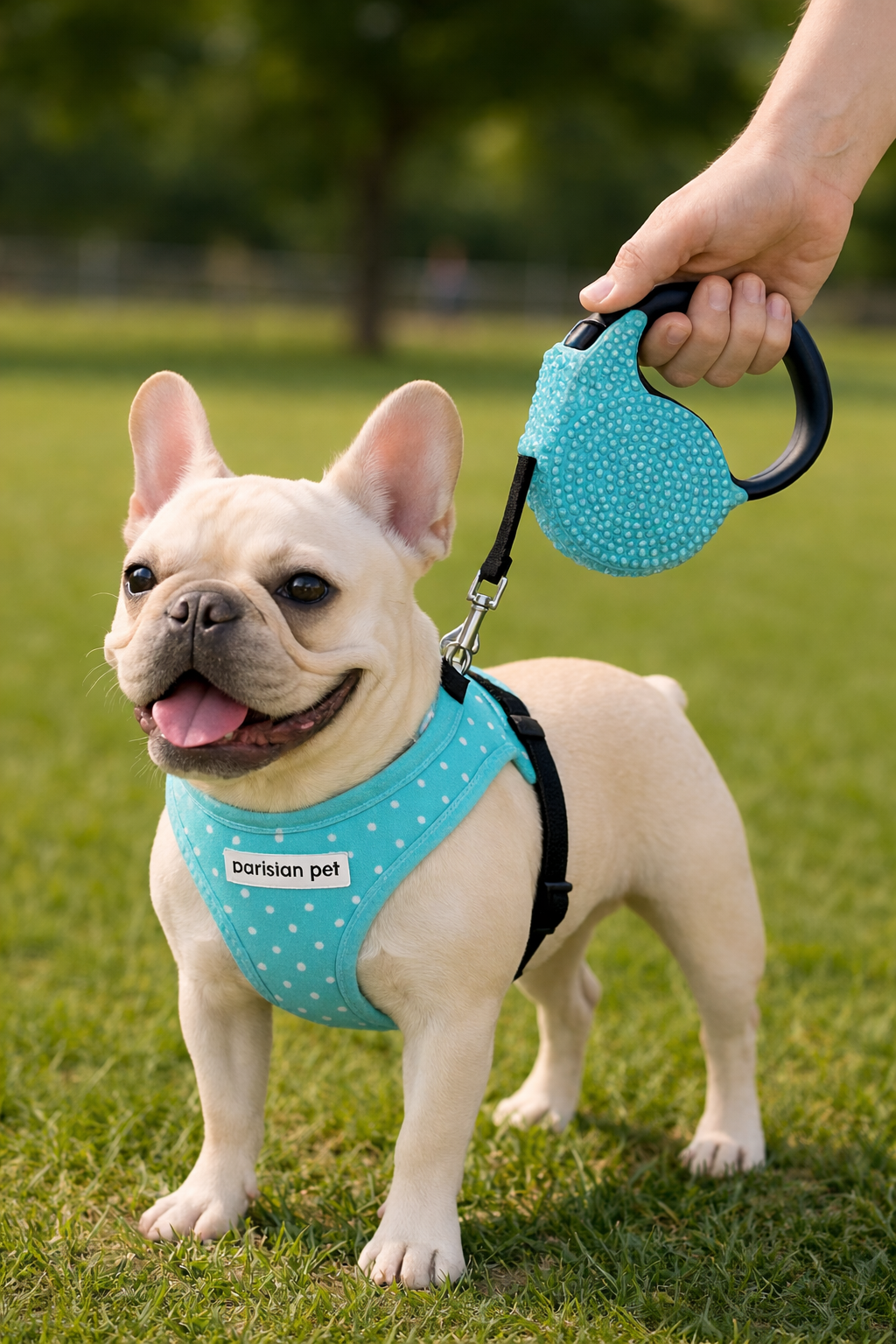 Crystal Retractable Leash Blue