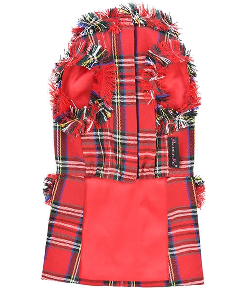 Tartan Fringe Dress, Red