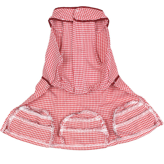Houndstooth Ruffles Dress - Red