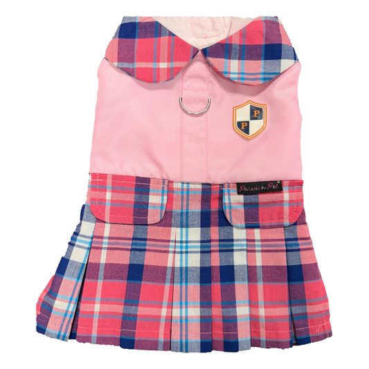 Plaid Royal Pleated Dress - Pink