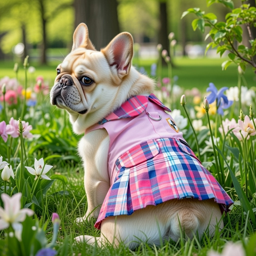 Plaid Royal Pleated Dress - Pink