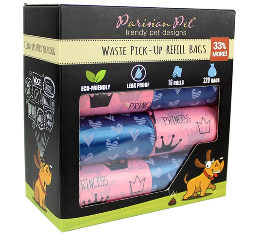 Parisian Pet Waste Bags - Princess Hearts Pink