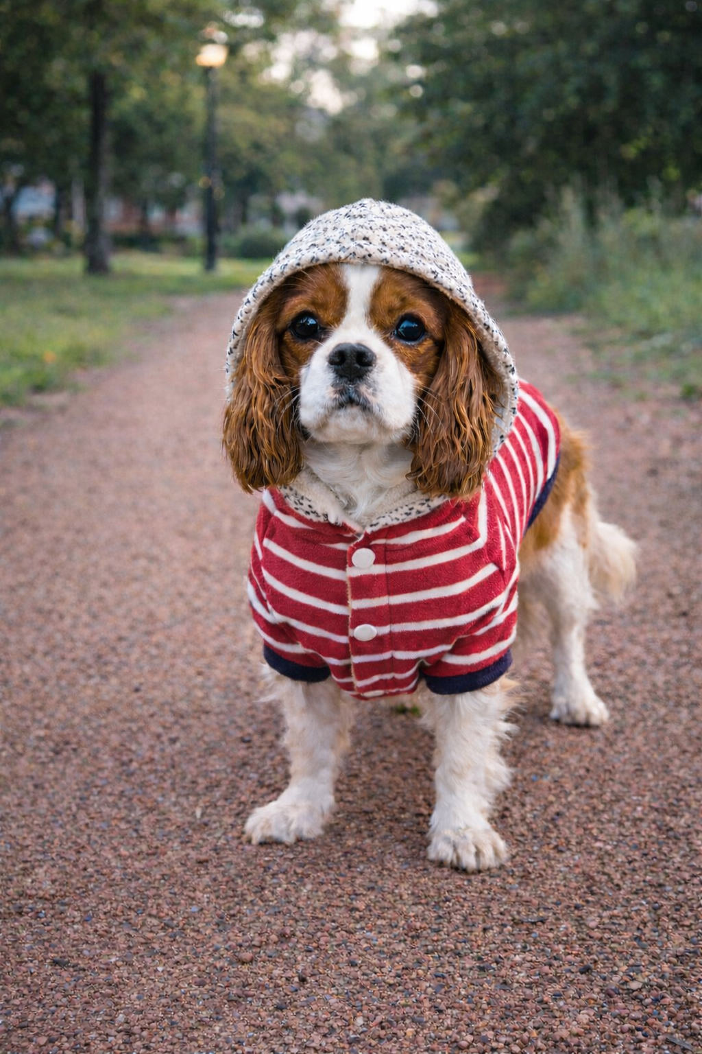 Striped Pom Pom Hoodie, Red
