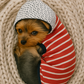 Striped Pom Pom Hoodie, Red