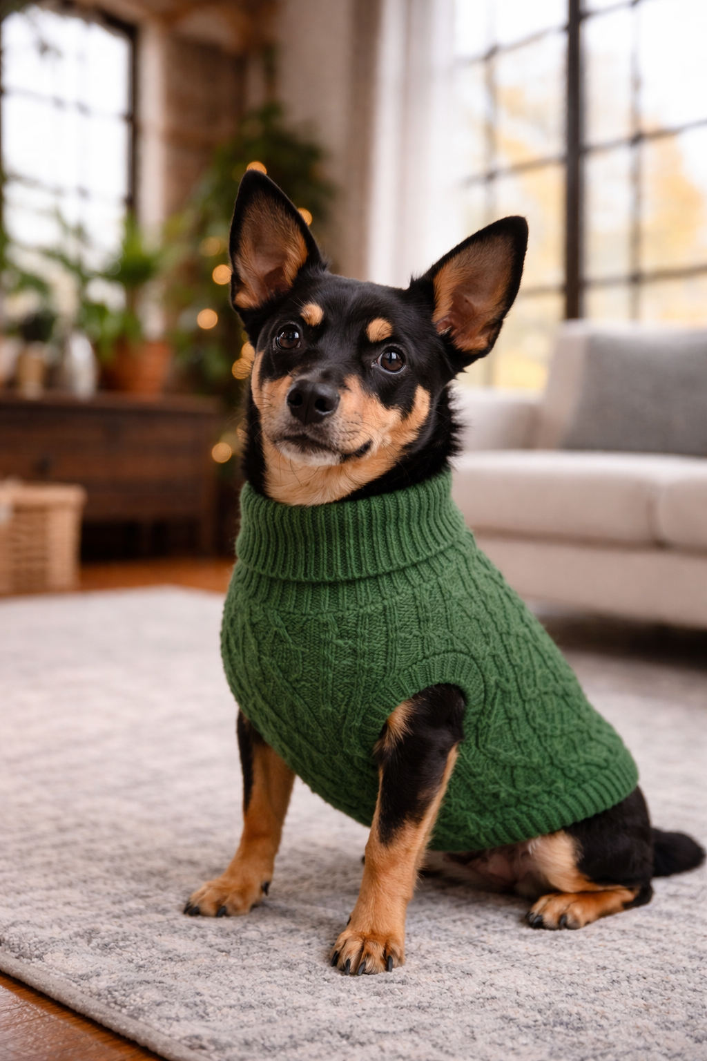 Cable Knit Sweater, Green